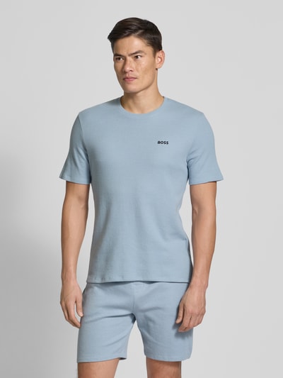 BOSS T-shirt o kroju regular fit z fakturą wafla Jasnoniebieski 4