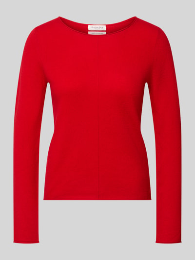 Produktfoto, Regular Fit Strickpullover aus reinem Kaschmir von Christian Berg Woman in kräftigem Rot mit Ziernaht und Rundhalsausschnitt