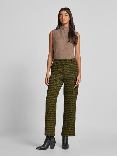 ICHI Wide leg stoffen broek met bandplooien, model 'KATE MOSLEY' Groen - 1