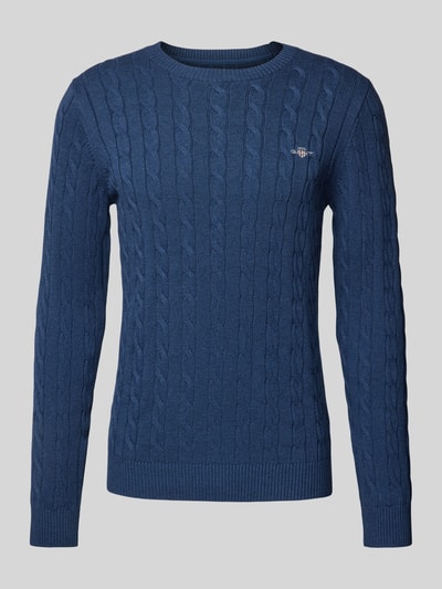 Gant Gebreide pullover met ronde hals Jeansblauw gemêleerd - 2