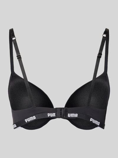 Produktfoto, Push-up-BH mit verstellbaren Trägern von PUMA in Schwarz, körpernahe Passform, Material-Mix mit Stretch-Anteil, Hakenverschluss