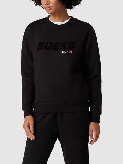 Guess Sweatshirt mit Label-Applikation Modell 'ALLANIS' Black 4