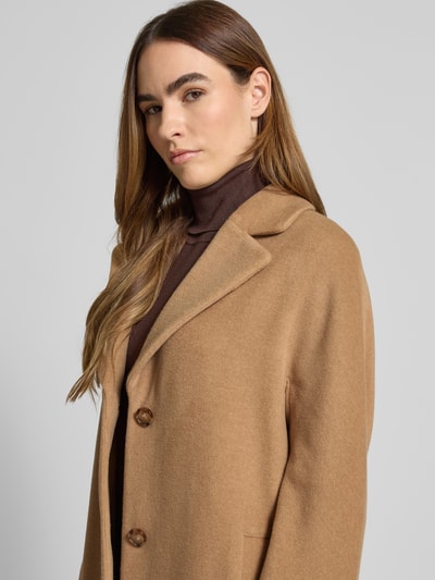 Marc Cain Płaszcz o kroju relaxed fit z mieszanki żywej wełny z dodatkiem wełny z alpaki Camel 3