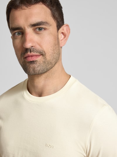 BOSS T-Shirt mit Label-Print Modell 'Thompson' Offwhite 3