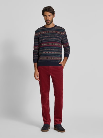 Christian Berg Men Straight fit corduroy broek met Franse steekzakken Kersenrood - 1