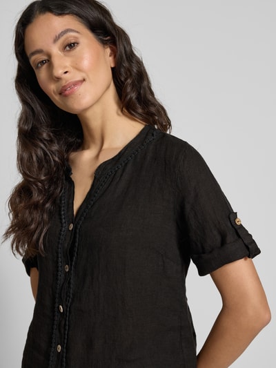 ZABAIONE Regular Fit Leinenbluse mit 3/4-Arm Black 3