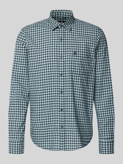 Produktfoto, Regular Fit Freizeithemd mit Button-Down-Kragen von LERROS aus Baumwoll-Mix im Allover-Karomuster, Brusttasche, Label-Stitching.