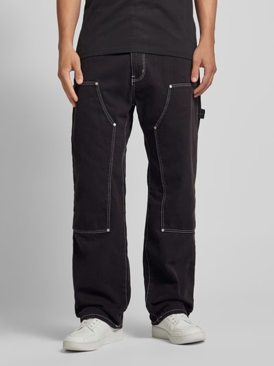 REVIEW Baggy carpenter jeans met contrastnaden Zwart - 4