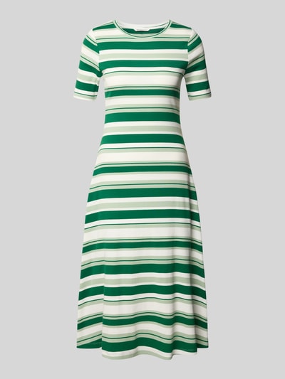 Tom Tailor Denim Körpernahes Midikleid mit Streifenmuster Gruen 2