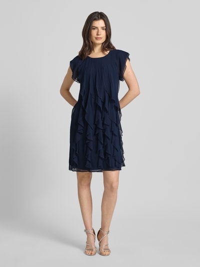 Vera Mont Sukienka mini w kroju relaxed fit z obszyciem falbanami na całej powierzchni Ciemnoniebieski 4