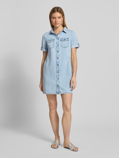 VERO MODA Taliowana sukienka dżinsowa z mieszanki bawełny Jeansowy niebieski 1