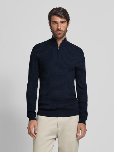 Matinique Strickpullover mit Troyer-Kragen Modell 'mason' Dunkelblau 4