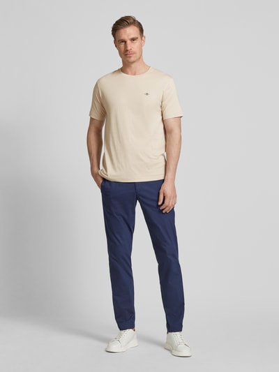 Gant Regular fit T-shirt in gemêleerde look Zand - 1