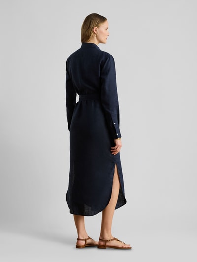 Lauren Ralph Lauren Schmales Midi Hemdblusenkleid aus reinem Leinen Marine 5