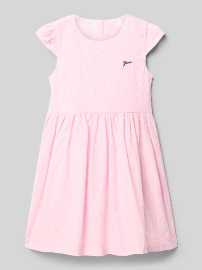 Produktfoto, Kleid mit Stitchings Modell 'SANGALLO' von Guess, rosa, A-Linie, reine Baumwolle, Rundhalsausschnitt, Rückenlänge 20 cm bei Größe 116