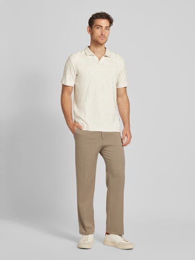 Tom Tailor Poloshirt mit Jacquard-Muster Offwhite 1