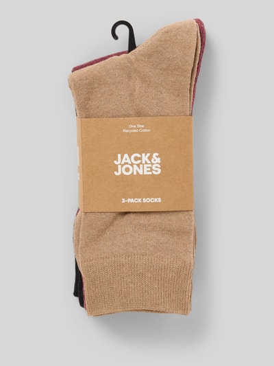 Jack & Jones Skarpety z mieszanki bawełny w zestawie 3 szt. model ‘JACORDINARY’ Orzechowy 3