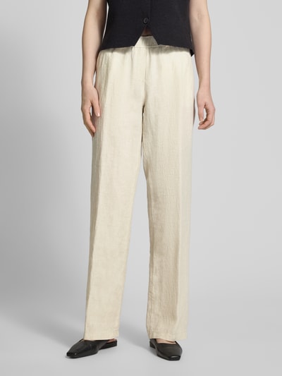 Brax Straight Leg Leinenhose mit Bindegürtel Modell 'STYLE.FARINA' Beige 4