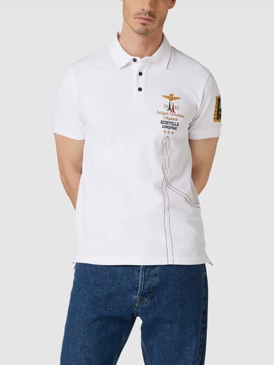 Aeronautica Militare Poloshirt mit Label Patch offwhite online