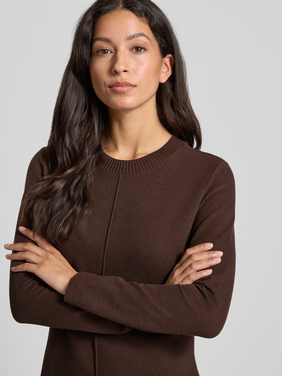 s.Oliver RED LABEL Sukienka o lekko rozkloszowanym kroju dzianiny z mieszanki bawełny Ciemnobrązowy 3