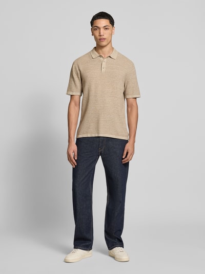 JACK & JONES regular fit poloshirt met structuurpatroon model 'GEORGE' Beige gemêleerd - 1