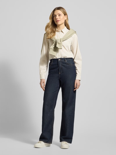 GANT Regular Fit Bluse mit Streifenmuster und Label-Stitching Sand 1