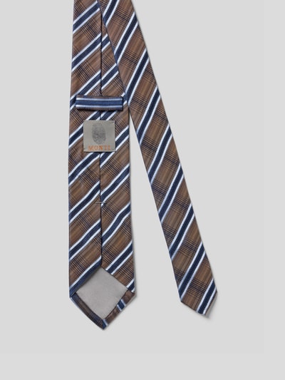 Monti Zijden stropdas met all-over print (7 cm) Camel - 2