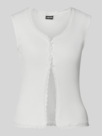 Pieces Regular Fit Top in Rippoptik Modell  'TIRADE' Offwhite 2