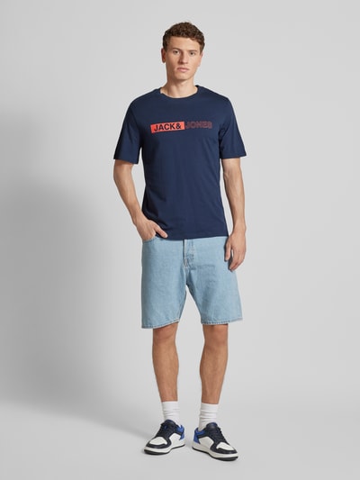 Jack & Jones T-Shirt mit Label-Print Modell 'CONEO' Marine 1