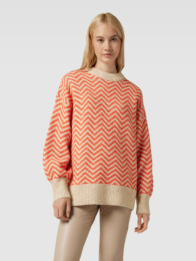 Object Gebreide pullover met zigzagmotief, model 'LUCIA' Rood - 4