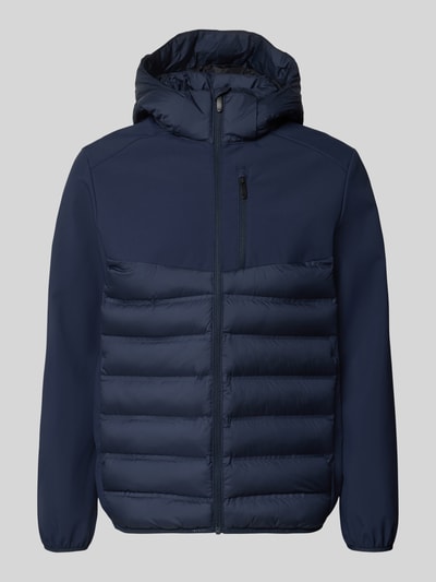 Produktfoto, Regular Fit Steppjacke mit abnehmbarer Kapuze von Tom Tailor Denim in Dunkelblau, glatte und gesteppt strukturierte Flächen