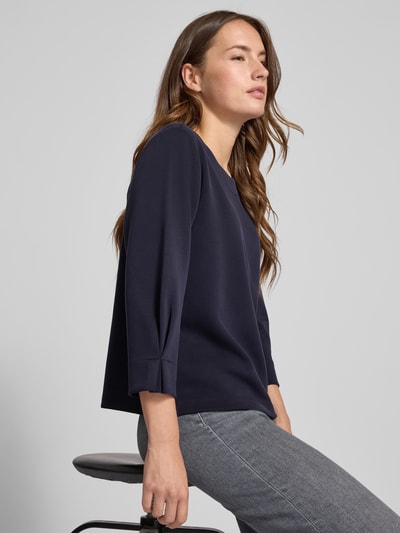 comma Bluza z prążkowanym, okrągłym dekoltem Ciemnoniebieski 3