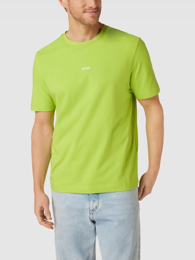 BOSS Orange T-shirt met labelprint, model 'TCHUP' Lichtgroen - 4