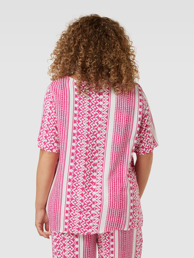 ONLY CARMAKOMA PLUS SIZE Bluse aus Viskose mit Allover-Muster Modell 'MARRAKESH' Pink 5