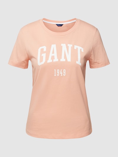 Gant T-shirt van katoen met labelprint Oranje - 2