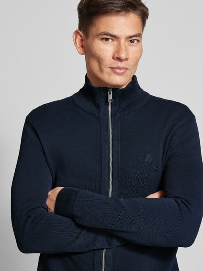 Marc O'Polo Regular Fit Strickjacke aus reiner Baumwolle mit Stehkragen Marine 3