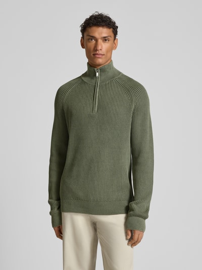 MCNEAL Gebreide pullover met ribboorden Olijfgroen - 4