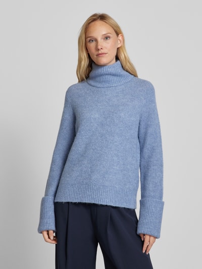 Selected Femme Gebreide pullover met opstaande kraag, model 'SIA' Lichtblauw - 4