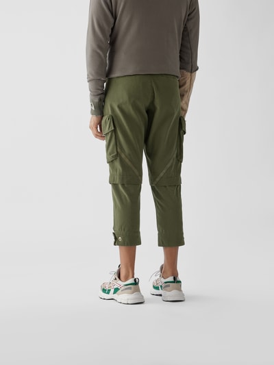 Greg Lauren Cropped Cargohose mit Kontraststreifen Khaki 5