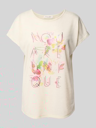 Christian Berg Woman T-shirt z prążkowanym okrągłym dekoltem Złamany biały 2