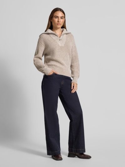 Scotch & Soda Strickpullover mit Troyer-Kragen Taupe 1