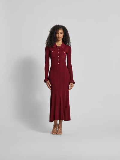 Self-Portrait Midikleid in Strick-Optik Bordeaux 4