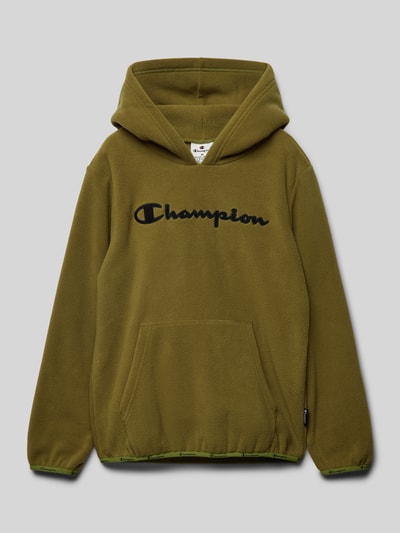 CHAMPION Hoodie mit Label-Stitching Oliv 1