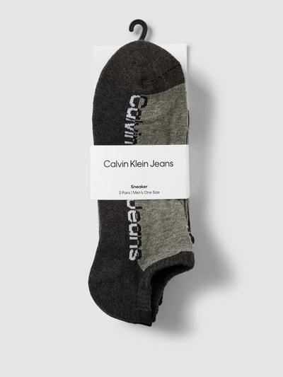 Calvin Klein Jeans Sneakersokken met labelprint in een set van 3 paar Donkergrijs gemêleerd - 3