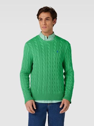 Polo Ralph Lauren Gebreide pullover met logopatch en kabelpatroon Groen - 4