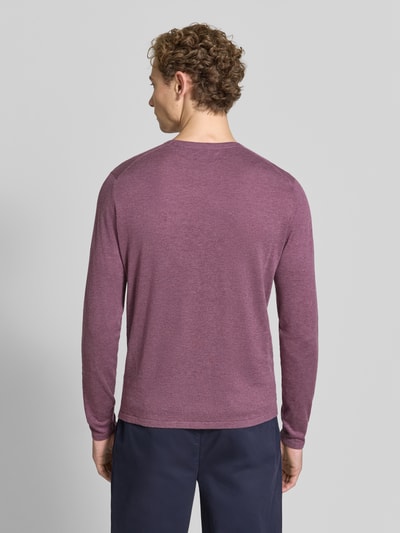 Christian Berg Men Strickpullover aus Baumwolle mit Rundhalsausschnitt Mauve Melange 5