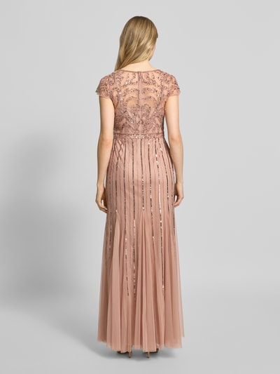 Adrianna Papell Abendkleid mit V-Ausschnitt und Pailletten Altrosa 5