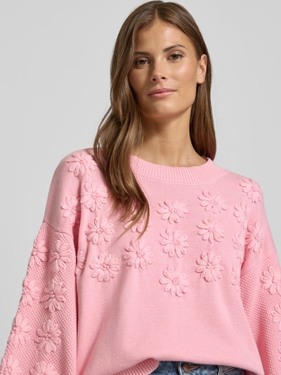 LOLLYS LAUNDRY Gebreide pullover met ronde hals, model 'Musa' Roze - 3