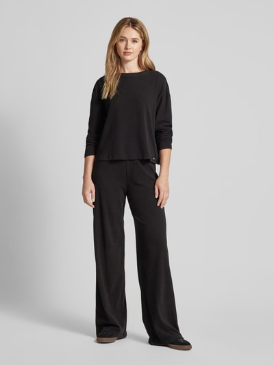 Guess Wide leg stoffen broek met labelapplicatie, model 'ELSA' Zwart - 1