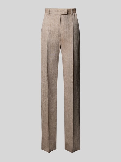 Max Mara Studio Straight Leg Leinenhose mit Bügelfalten Modell 'SATIRA' Mud 2